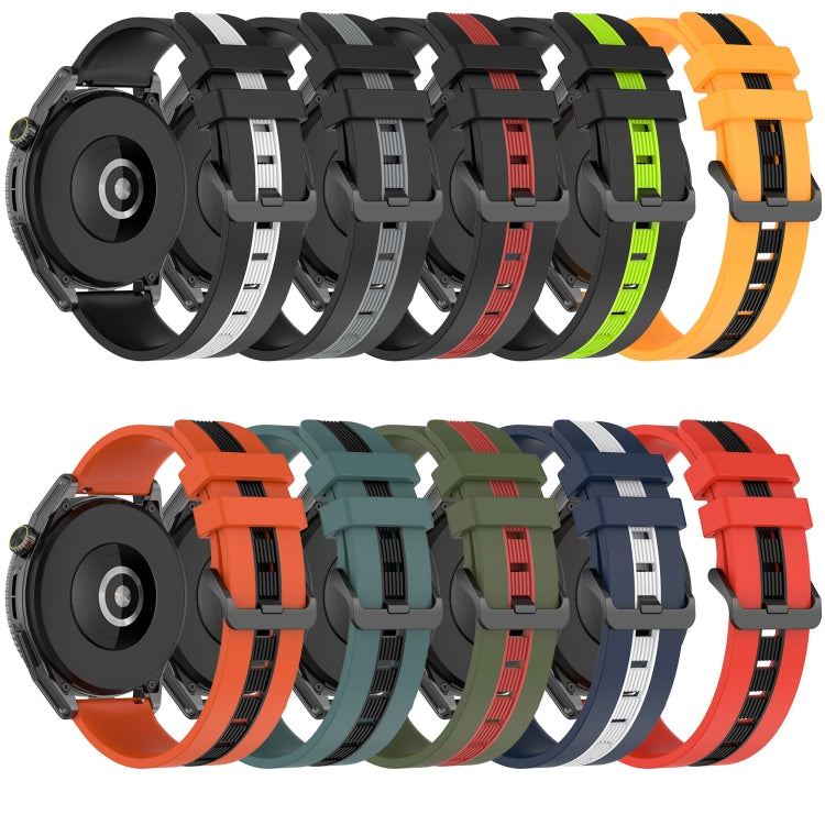 For Garmin Vivoactive 4 22mm Vertical Two-Color Silicone Watch Band(Orange+Black) by bashfashion