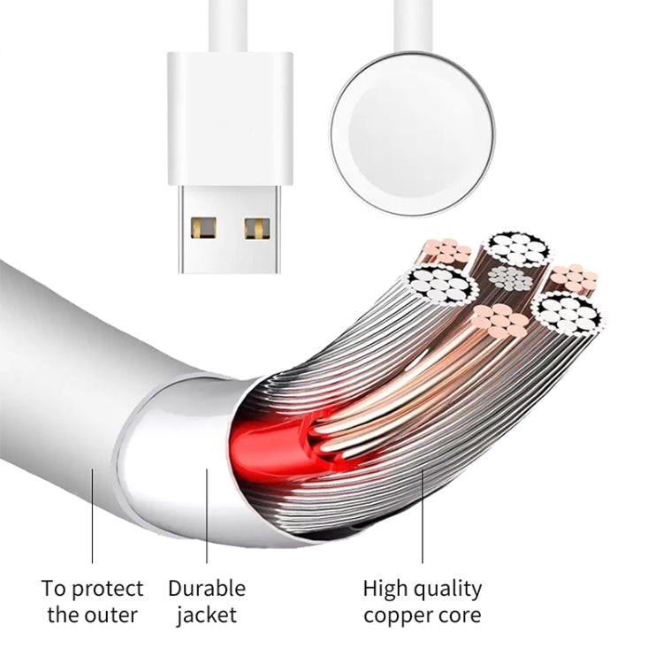 1m USB Magnetic Fast Charger Charging Cable for Watch Apple Series Ultra/8/7/6/SE/SE2/5/4/3/2(White) by bashfashion