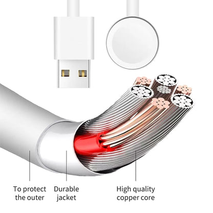 1m USB Magnetic Fast Charger Charging Cable for Watch Apple Series Ultra/8/7/6/SE/SE2/5/4/3/2(White) by bashfashion