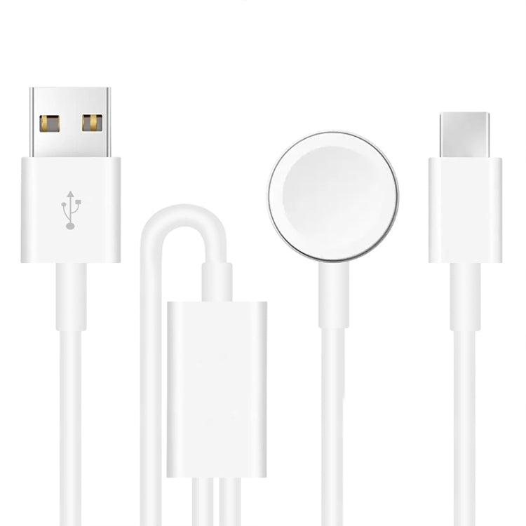For Apple Watch Series & Phone with Type-C Port 2 in 1 USB Magnetic Charging Cable 1.2m by bashfashion