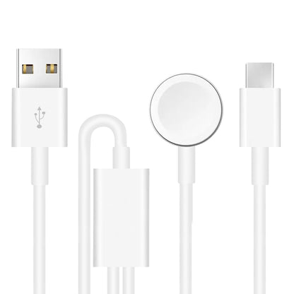 For Apple Watch Series & Phone with Type-C Port 2 in 1 USB Magnetic Charging Cable 1.2m by bashfashion
