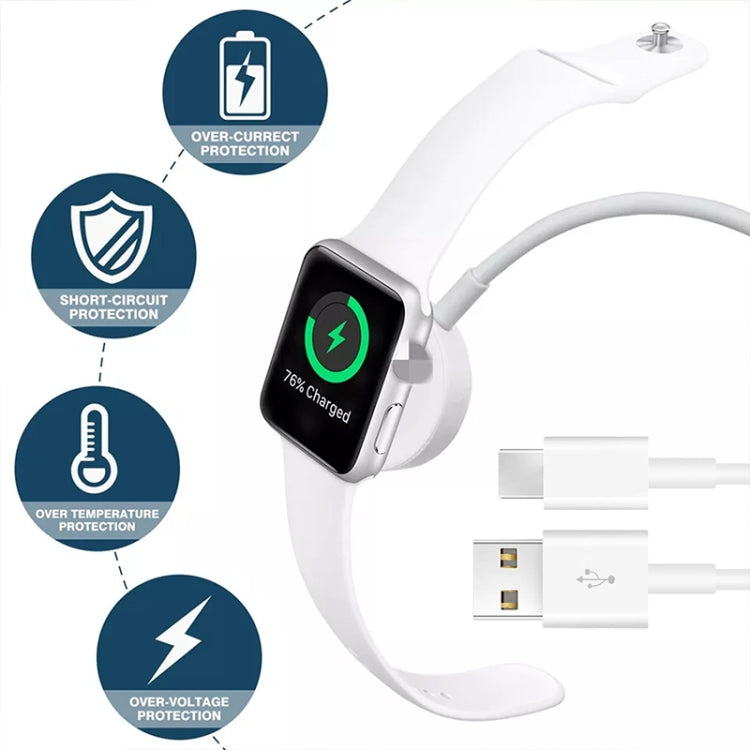 For Apple Watch Series & Phone with Type-C Port 2 in 1 USB Magnetic Charging Cable 1.2m by bashfashion