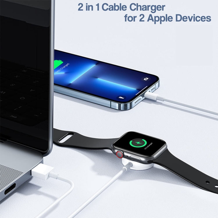 For Apple Watch Series & Phone with Type-C Port 2 in 1 USB Magnetic Charging Cable 1.2m by bashfashion
