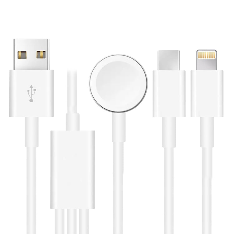 For Apple Watch Series & iPhone & Phone with Type-C Port 3 in 1 USB Magnetic Charging Cable 4ft/1.2m by bashfashion
