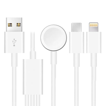 For Apple Watch Series & iPhone & Phone with Type-C Port 3 in 1 USB Magnetic Charging Cable 4ft/1.2m by bashfashion