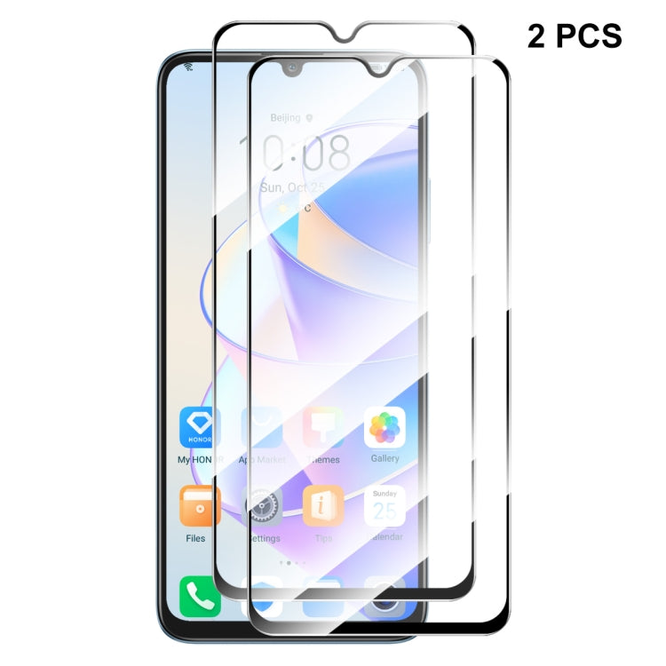 For Honor X7A 4G Global 2pcs ENKAY Hat-Prince Full Glue 0.26mm 9H 2.5D Tempered Glass Full Film by ENKAY