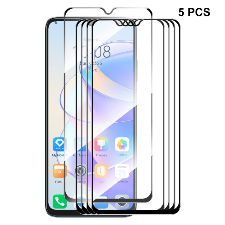 For Honor X7A 4G Global 5pcs ENKAY Hat-Prince Full Glue 0.26mm 9H 2.5D Tempered Glass Full Film by ENKAY