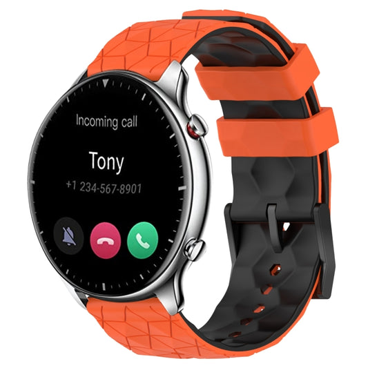 For Amazfit GTR 2 22mm Football Texture Two-Color Silicone Watch Band(Orange+Black) by bashfashion