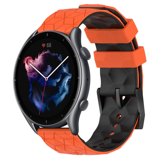 For Amazfit 3 22mm Football Texture Two-Color Silicone Watch Band(Orange+Black) by bashfashion
