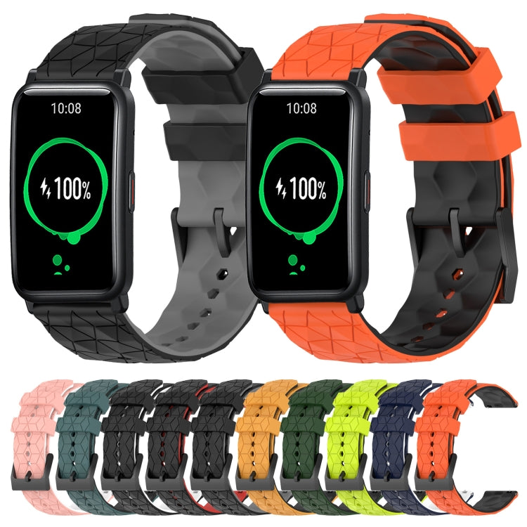 For Honor Watch ES 20mm Football Pattern Two-Color Silicone Watch Band(Orange+Black) by bashfashion