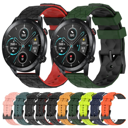 For Honor MagicWatch2 42mm 20mm Football Pattern Two-Color Silicone Watch Band(Orange+Black) by bashfashion