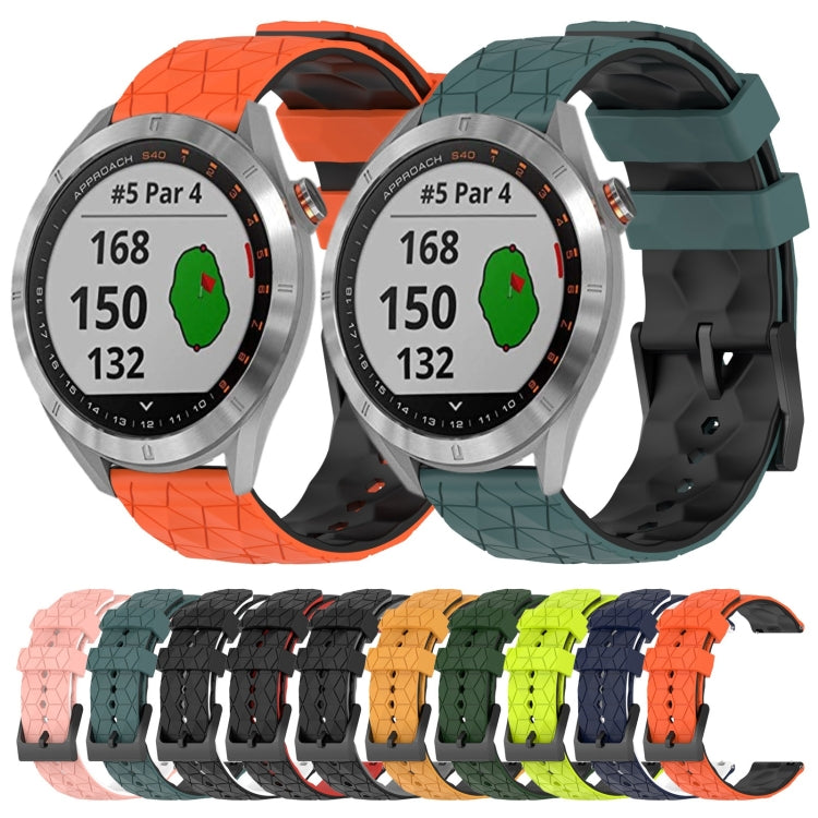 For Garmin Approach S40 20mm Football Pattern Two-Color Silicone Watch Band(Orange+Black) by bashfashion