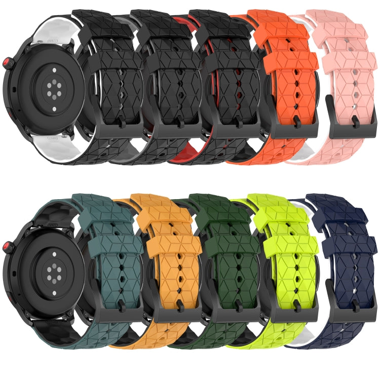For Garmin Approach S40 20mm Football Pattern Two-Color Silicone Watch Band(Orange+Black) by bashfashion