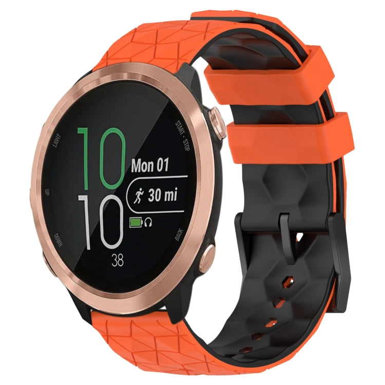 For Garmin Forerunner 645 Music 20mm Football Pattern Two-Color Silicone Watch Band(Orange+Black) by bashfashion
