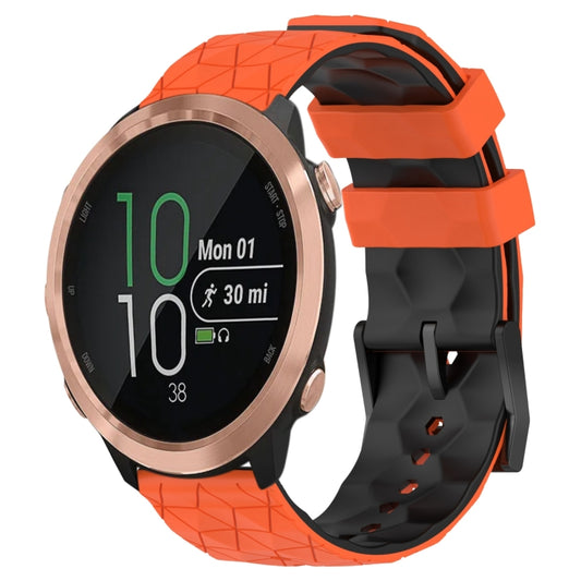 For Garmin Forerunner 645 Music 20mm Football Pattern Two-Color Silicone Watch Band(Orange+Black) by bashfashion