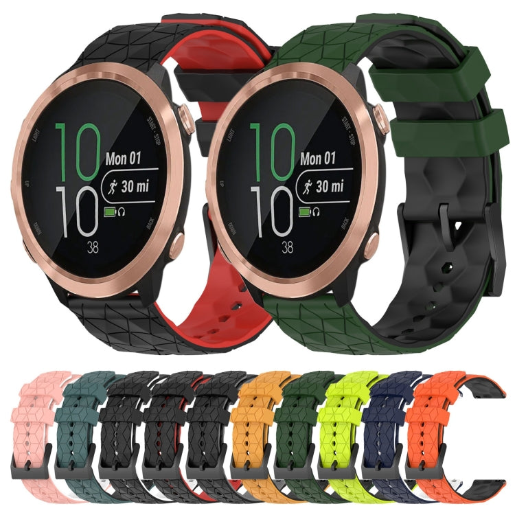 For Garmin Forerunner 645 Music 20mm Football Pattern Two-Color Silicone Watch Band(Orange+Black) by bashfashion