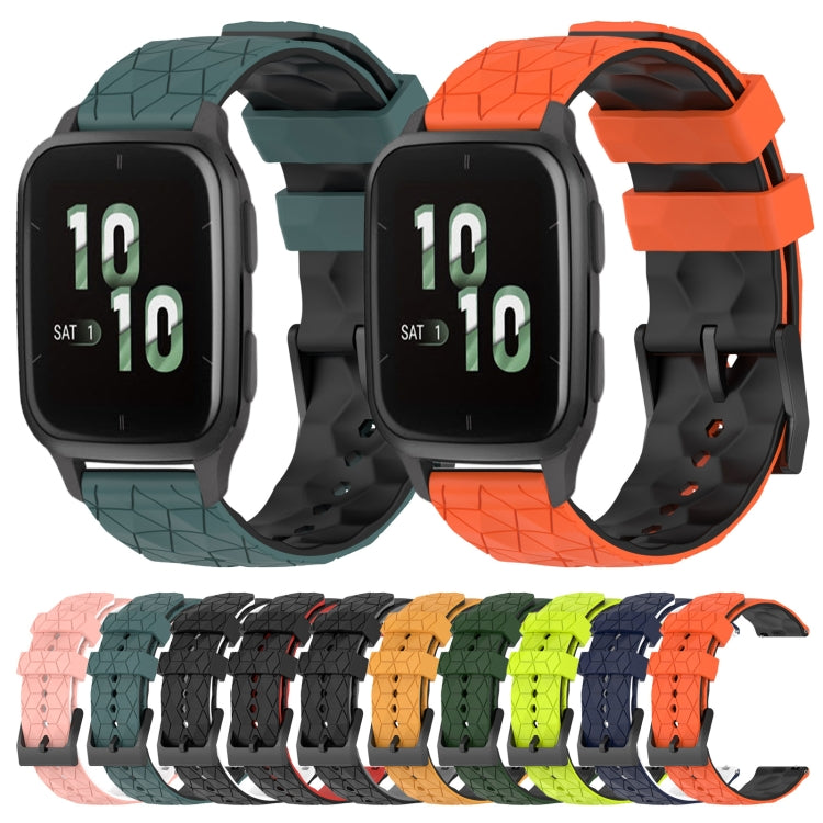 For Garmin Forerunner Sq2 20mm Football Pattern Two-Color Silicone Watch Band(Orange+Black) by bashfashion