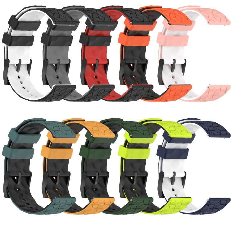 For Samsung Galaxy Watch 5 40mm 20mm Football Pattern Two-Color Silicone Watch Band(Orange+Black) by bashfashion