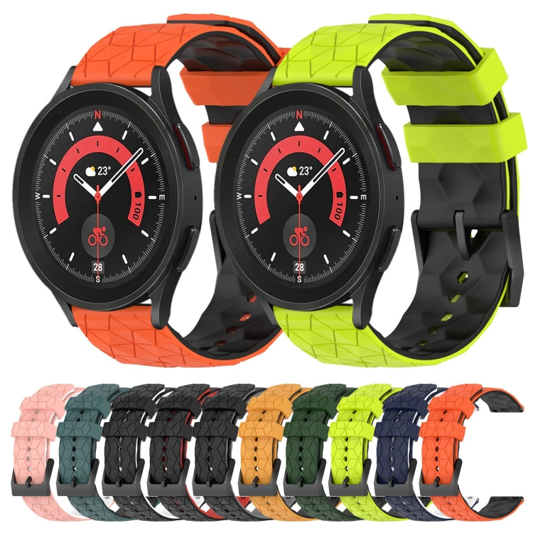 For Samsung Galaxy Watch 5 Pro 45mm 20mm Football Pattern Two-Color Silicone Watch Band(Orange+Black) by bashfashion
