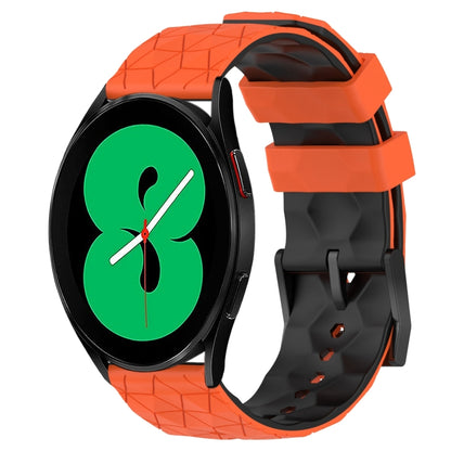 For Samsung Galaxy Watch 4 44mm 20mm Football Pattern Two-Color Silicone Watch Band(Orange+Black) by bashfashion
