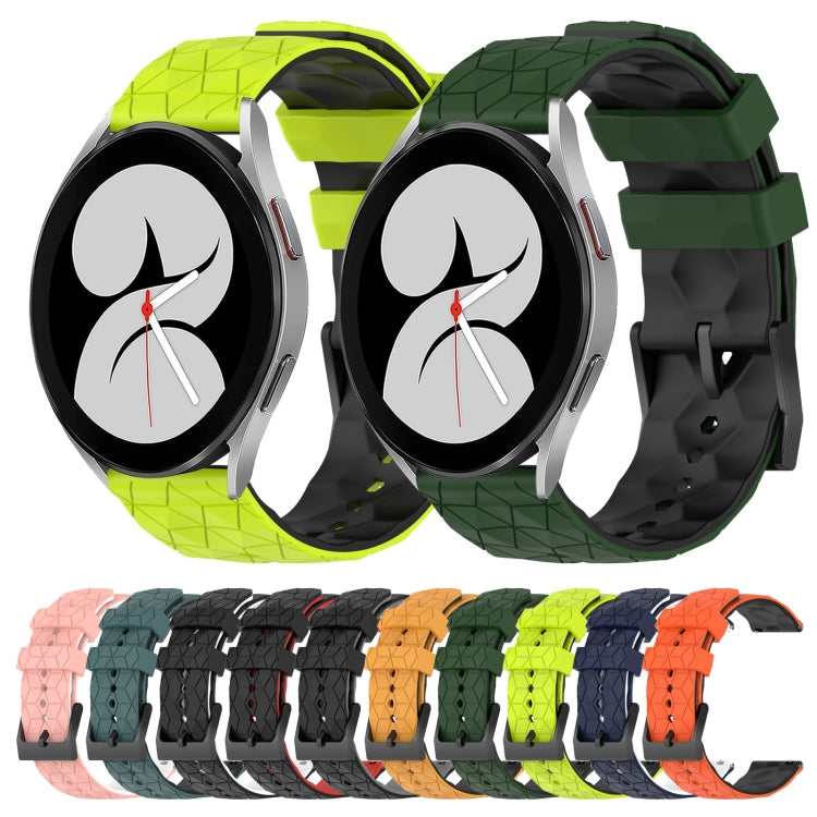 For Samsung Galaxy Watch 4 40mm 20mm Football Pattern Two-Color Silicone Watch Band(Orange+Black) by bashfashion