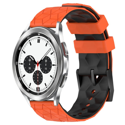 For Samsung Galaxy Watch 4 Classic 42mm 20mm Football Pattern Two-Color Silicone Watch Band(Orange+Black) by bashfashion