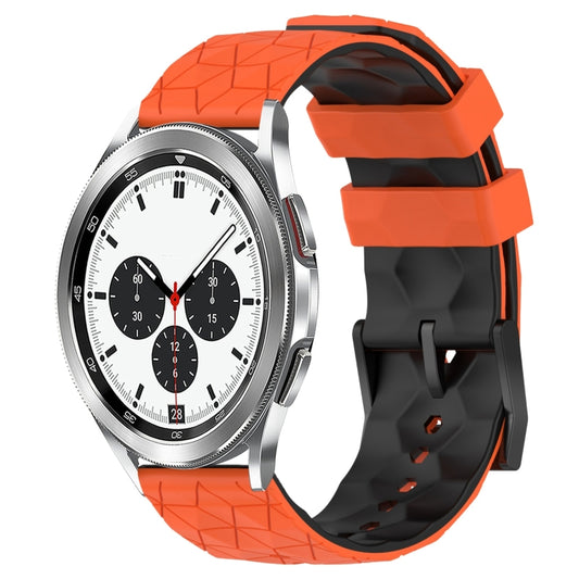 For Samsung Galaxy Watch 4 Classic 42mm 20mm Football Pattern Two-Color Silicone Watch Band(Orange+Black) by bashfashion