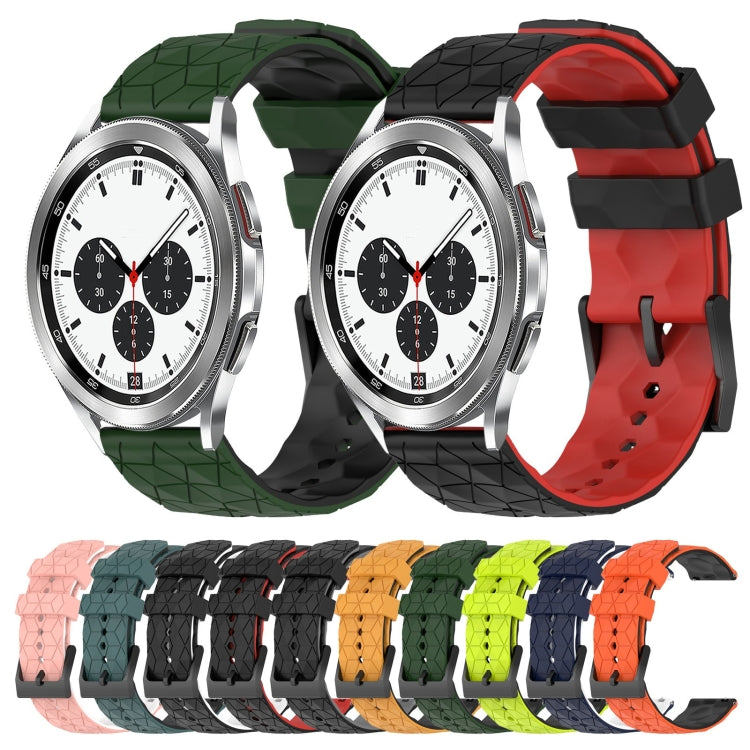 For Samsung Galaxy Watch 4 Classic 42mm 20mm Football Pattern Two-Color Silicone Watch Band(Orange+Black) by bashfashion