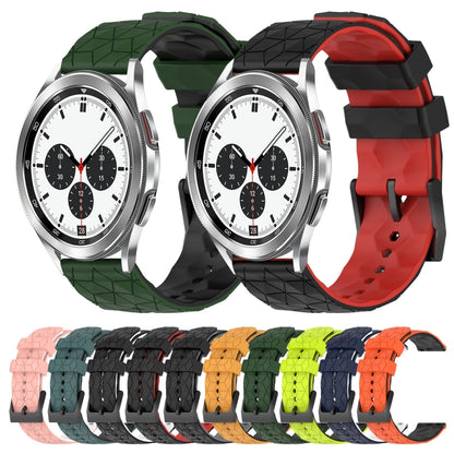 For Samsung Galaxy Watch 4 Classic 42mm 20mm Football Pattern Two-Color Silicone Watch Band(Orange+Black) by bashfashion