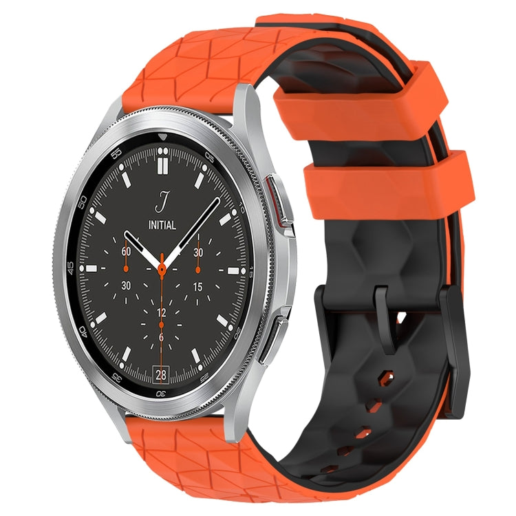 For Samsung Galaxy Watch 4 Classic 46mm 20mm Football Pattern Two-Color Silicone Watch Band(Orange+Black) by bashfashion