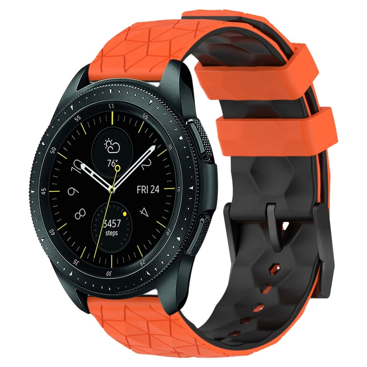 For Samsung Galaxy Watch 42mm 20mm Football Pattern Two-Color Silicone Watch Band(Orange+Black) by bashfashion