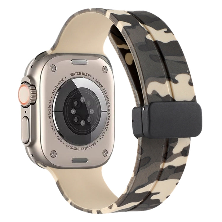 Magnetic Clasp Camouflage Silicone Watch Band For Apple Watch Ultra 49mm(Camouflage Khaki) by bashfashion