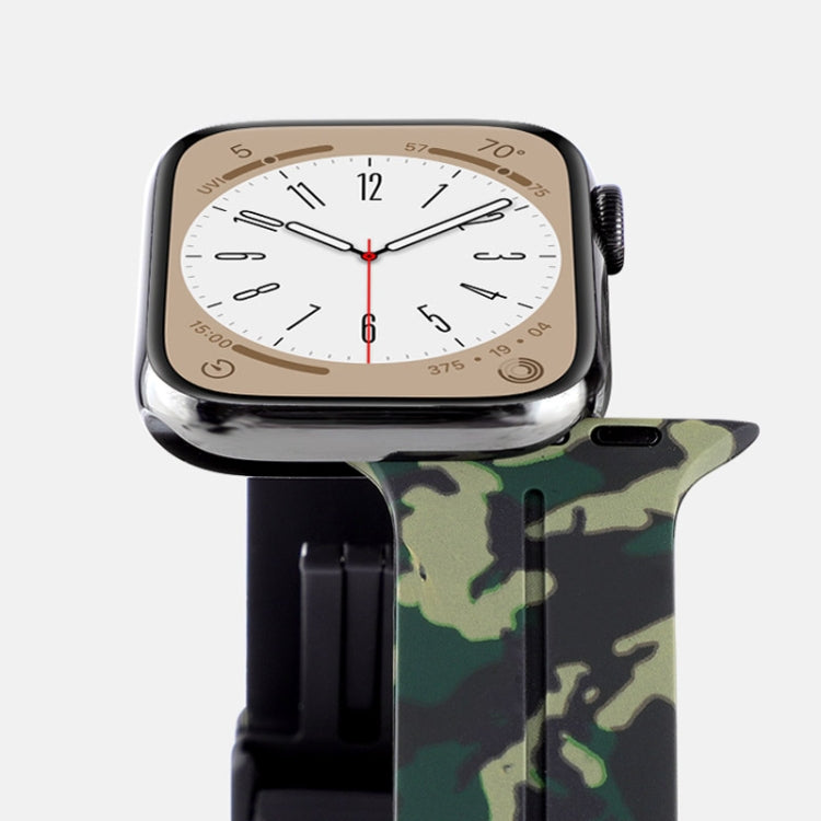Magnetic Clasp Camouflage Silicone Watch Band For Apple Watch Ultra 49mm(Camouflage Dark Grey) by bashfashion