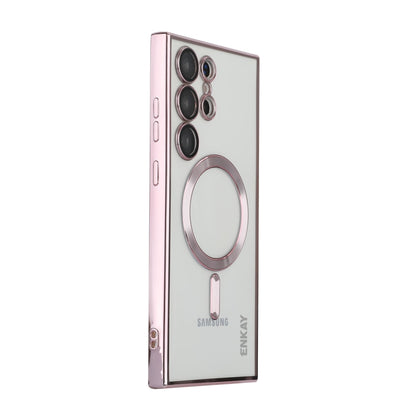 For Samsung Galaxy S23 Ultra 5G ENKAY Electroplated MagSafe Shockproof TPU Phone Case with Lens Film(Pink) by ENKAY