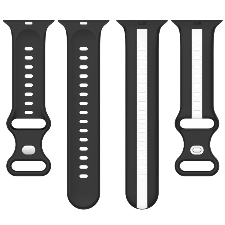 Butterfly Buckle Two-Color Silicone Watch Band For Apple Watch Series 8&7 45mm / SE 2&6&SE&5&4 44mm / 3&2&1 42mm(White+Black) by bashfashion