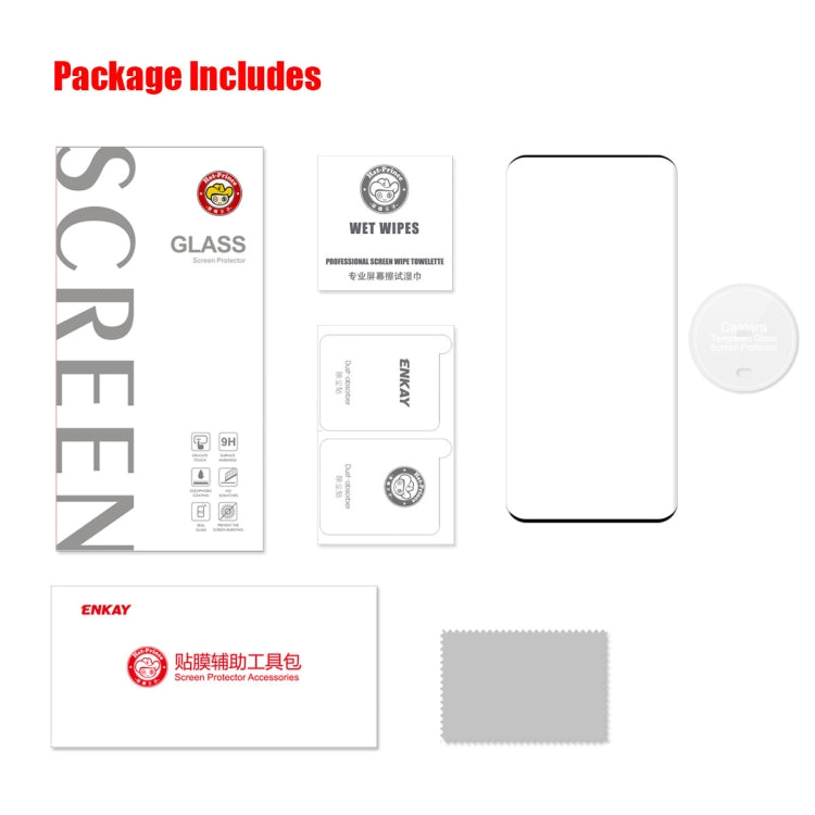 For Honor Magic5 ENKAY 3D Hot Bending Edge Glue Tempered Glass Full Film with Lens Film by ENKAY