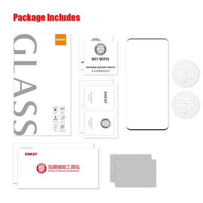 For Honor Magic5 2pcs ENKAY 3D Hot Bending Edge Glue Tempered Glass Full Film with Lens Film by ENKAY