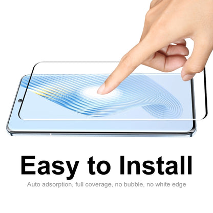 For Honor Magic5 5pcs ENKAY 3D Hot Bending Edge Glue Tempered Glass Full Film with Lens Film by ENKAY
