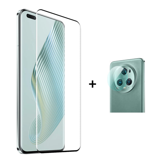 For Honor Magic5 Pro ENKAY 3D Hot Bending Edge Glue Tempered Glass Full Film with Lens Film by ENKAY