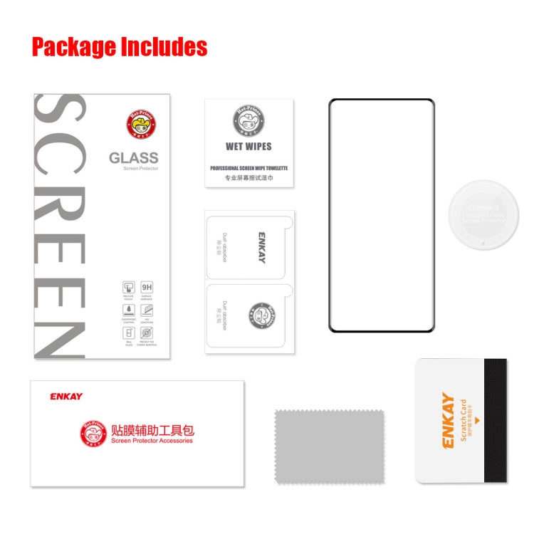 For Honor X9A / Magic5 Lite ENKAY 0.26mm 3D Hot Bending Tempered Glass Full Film with Lens Film by ENKAY