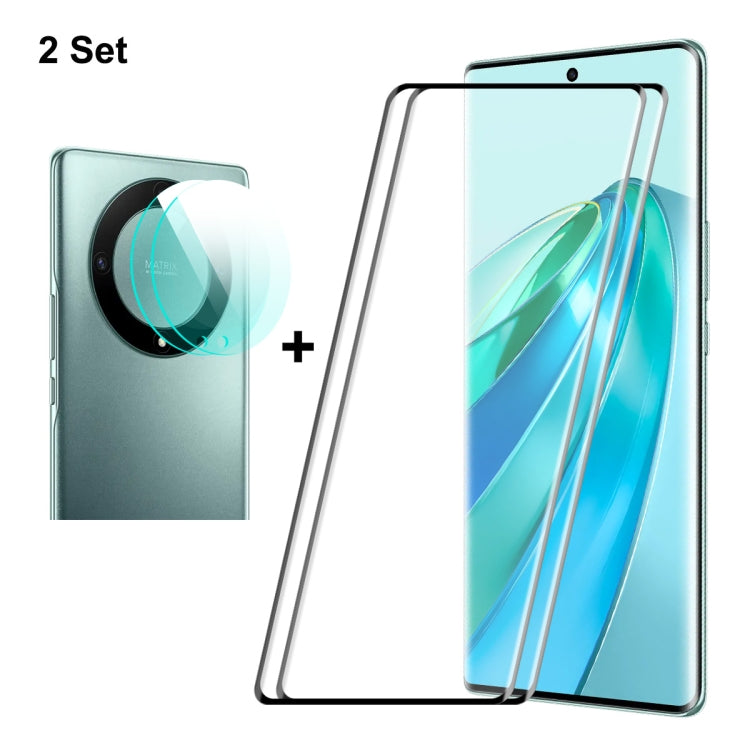 For Honor X9A / Magic5 Lite 2pcs ENKAY 0.26mm 3D Hot Bending Tempered Glass Full Film with Lens Film by ENKAY