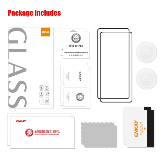 For Honor X9A / Magic5 Lite 2pcs ENKAY 0.26mm 3D Hot Bending Tempered Glass Full Film with Lens Film by ENKAY