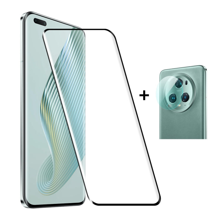 1pc For Honor Magic5 Pro ENKAY 0.26mm 3D Hot Bending Tempered Glass Full Film with Lens Film by ENKAY