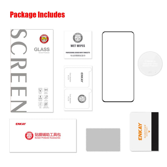 1pc For Honor Magic5 Pro ENKAY 0.26mm 3D Hot Bending Tempered Glass Full Film with Lens Film by ENKAY