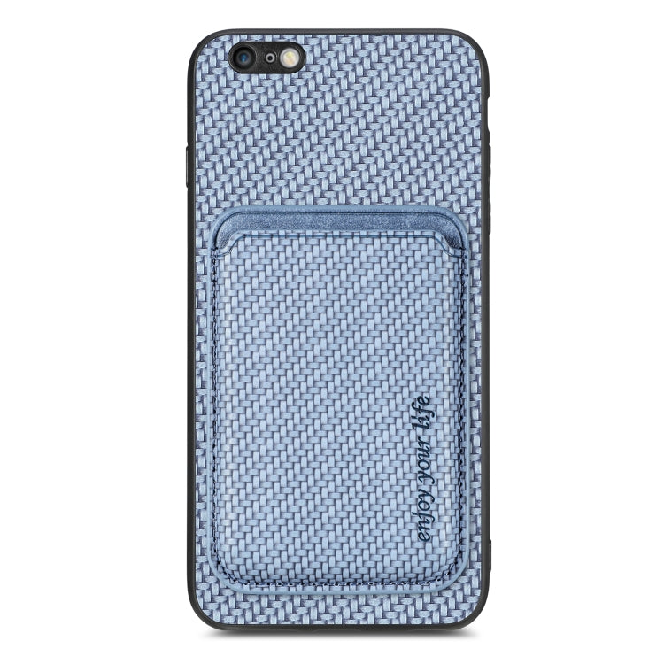 For iPhone 6 Plus / 6S Plus Carbon Fiber Leather Card Magsafe Magnetic Phone Case(Blue) by bashfashion