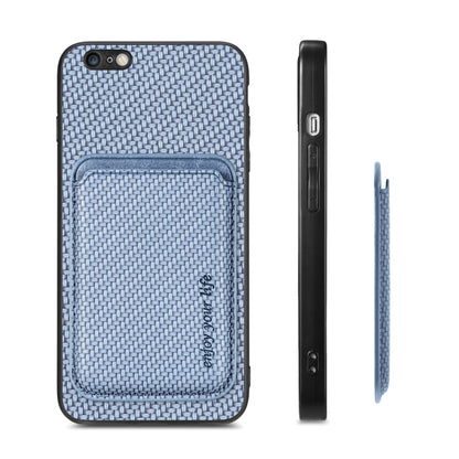 For iPhone 6 Plus / 6S Plus Carbon Fiber Leather Card Magsafe Magnetic Phone Case(Blue) by bashfashion