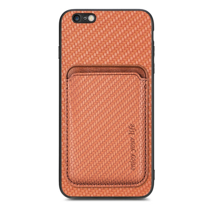 For iPhone 6 Plus / 6S Plus Carbon Fiber Leather Card Magsafe Magnetic Phone Case(Brown) by bashfashion