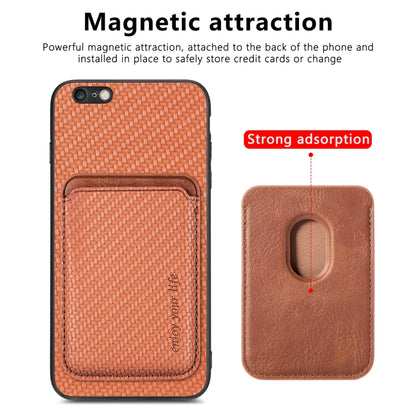 For iPhone 6 Plus / 6S Plus Carbon Fiber Leather Card Magsafe Magnetic Phone Case(Brown) by bashfashion