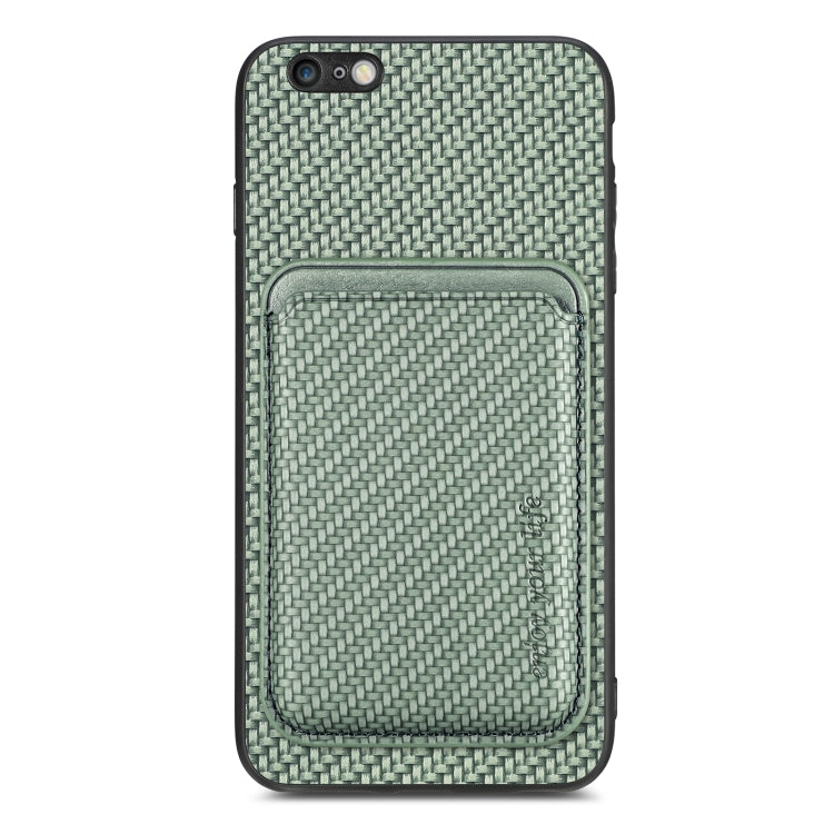 For iPhone 6 Plus / 6S Plus Carbon Fiber Leather Card Magsafe Magnetic Phone Case(Green) by bashfashion