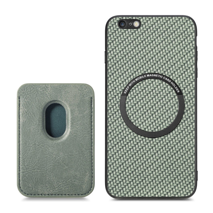 For iPhone 6 Plus / 6S Plus Carbon Fiber Leather Card Magsafe Magnetic Phone Case(Green) by bashfashion